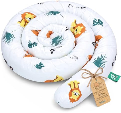 Totsy Baby Cojín Serpiente XXL Almohada de Cama Cojín de Lactancia Rollo de Cama Protector de Borde de Cama Cojín Decorativo Alrededor de Cama Serpiente XL Safari 400 cm Oeko-Tex