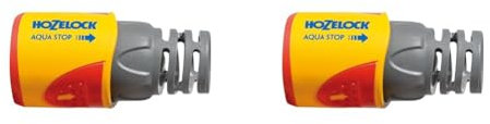 HOZELOCK - Aquastop Hose Connector Plus ø 12.5mm - 15mm (1/2- 5/8) Soft Touch: Aquastop, Watertight, Non-Slip, Flexible, Long Tip Prevents Twisting, Swelling and Leaks [2055P0000] (Pack of 2)