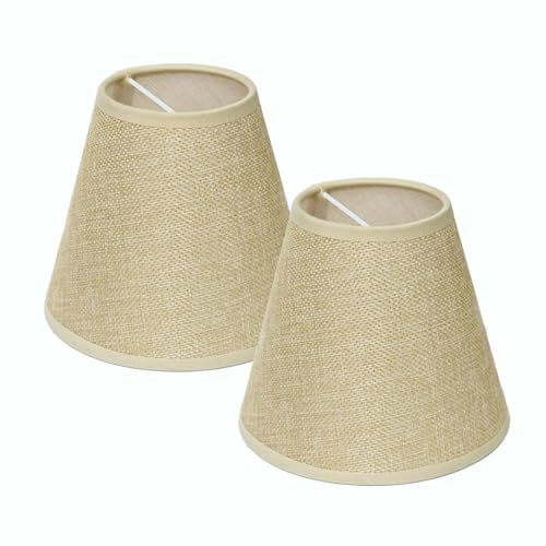 2 Piezas de reemplazo de Pantallas de Lámpara de Tela, Moderna Minimalista Lámpara de Araña Pantalla para Cristal/Apliques/Lámparas Colgantes, Pantalla Clip, Beige