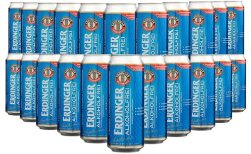 Erdinger Alkoholfrei Wheat Beer – 24 x 500ml Cans | German Alcohol Free Weissbier | 0.5% ABV | Refreshing Non-Alcoholic Wheat Beer Case