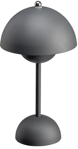 Luxus - Tischlampe Touch Deluxe - Josephine - Grau - H30 x Ø16 - Terrassenlampe - Schreibtischlampe - LED - Wiederaufladbar - Dimmbar - Kabellos - Tischlampe für innen und außen