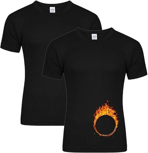 TT ThreadTrade Men's Thermal Long and Short Sleeve Top, Versatile and Comfortable, Quick Moisture Wicking, Underlayer Thermals, Pack of 2, (UK, Alpha, L, Regular, Regular, Black- Short Sleeve)