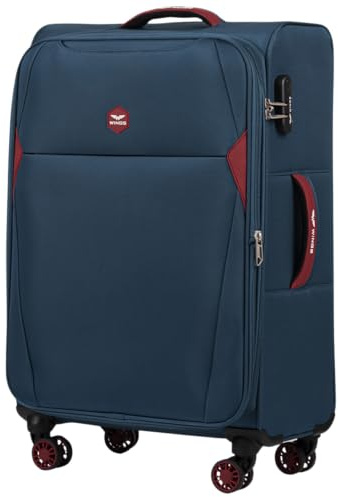 Wings Valise souple en tissu - Valise légère avec 4 roulettes - Grande valise de voyage - Valise souple pour valise de voyage - Valise souple pour voyage, bleu, M, Valise