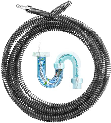 4 m x 10 mm Furet Deboucheur Canalisation Professionnel Furet Deboucheur WC Plomberie avec Adaptateurs Electrique Spirale de Nettoyage des Canalisations Multifonction pour Toilettes Cuisine évier