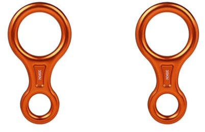 Kznifmk 2X 35KN Cifra 8 Descensor de Escalada Equipo de Descenso de AleacióN de Aluminio para Escalar Dispositivo para Asegurar y Descender en RáPel, Naranja