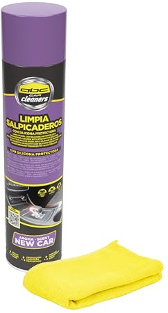 Abc Car Cleaners Spray Limpia Salpicaderos 585 ml con Bayeta. Aroma New Car con Silicona Protectora de plásticos y Vinilos.