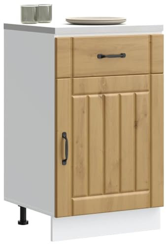 WIFESE Schubladenschrank mit Tür Küchenzeile Sideboard Geräumiger Küchenschrank Küchenmöbel Aufbewahrungsschrank Artisan-Eiche 50x46x81,5 cm Holzwerkstoff
