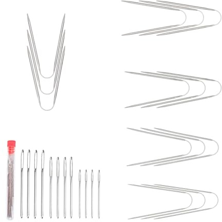 FINELYCR Ferri da Maglia Circolari, 15 Pezzi Acciaio Inossidabile Ferri per Lavorare a Maglia, Doppia Testa, 23 cm Argento Set Ferri Circolari, con 12 Ferri Dritti, per Sciarpe, Calzini, Maglioni