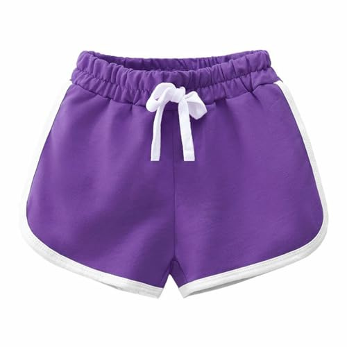 YAQUEKOU Kurze Hose Mädchen Jungen Kurze Sporthose Baumwolle Shorts für Kinder Kurze Hosen Teenager Mädchen Radlerhose Sommer Gym 2-15 Jahre ﻿ (DE/NL/SE/PL, Alter, 10 Jahre, 12 Jahre, Regular, Lila)