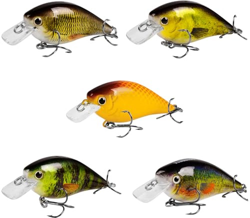 Aililong Rocker Fat Pike Bait Boy wobbler Zander - leurre avec hameçons Perche, 13g, 7cm - idéal pour Les appâts à truites, perches et brochets - 5 Couleurs - Set wobbler pour Toutes Les eaux
