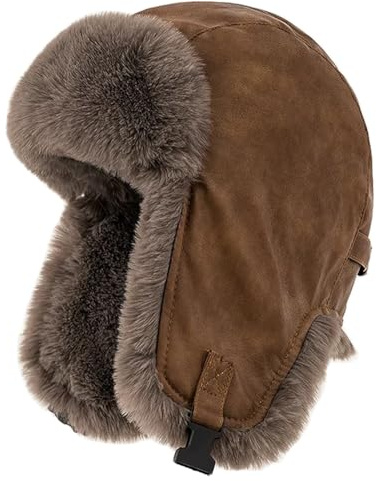 Gajaous Cappello Trapper Invernale Impermeabile, Cappello Bomber in Finta Pelliccia per Donne e Uomini, Cappello Aviatore Termico in Pelle PU con Orecchie Riparate dal Vento per Pattinaggio Caccia