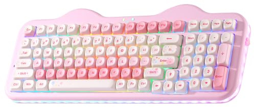 YUNZII C98 Tastiera Meccanica Gaming Wireless con Tastierino Numerico, 98 tasti PBT a profilo MOA, Bluetooth/2.4G/USB-C, Hot-Swap, Gasket, RGB, Design Dolce per Win/Mac (Rosa, Candy Switch)