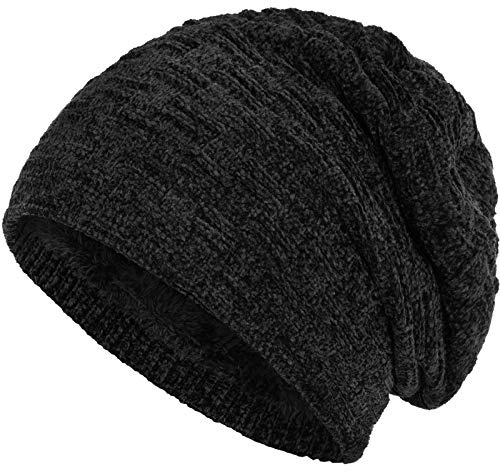 Compagno varm fodrad vintermössa mössa beanie stickad mössa herr dam mössa huva en storlek