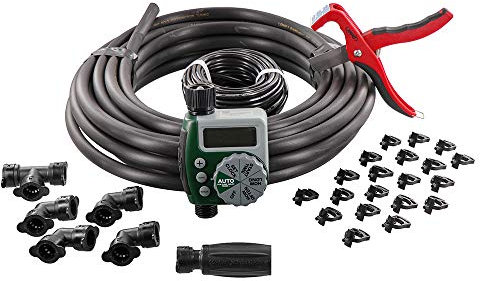 Orbit 61014 Kit de riego por goteo para caja de jardín con temporizador de aspersor de grifo de manguera digital de 1 salida