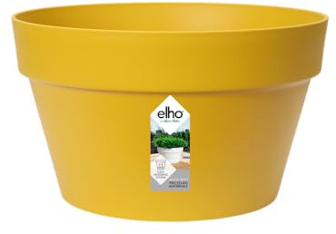 elho Loft Urban Schale 35 - Blumentopf für Außen - Ø 34.5 x H 20.2 cm - Gelb/Ocker