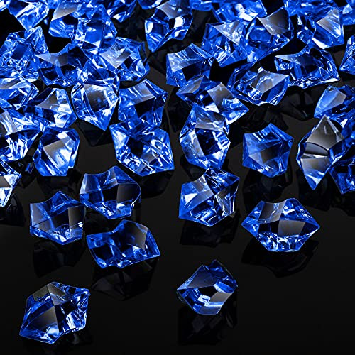 Jetec 150 Pcs Acrylic Ice Cubes 1 Inch Fake Gems Vase Fillers, Royal Blue | Crushed Ice Rocks for Table Scatter, Wedding Birthday Party, Event Favor, Arts Crafts, Diamond Crystal Vase Filler Decor