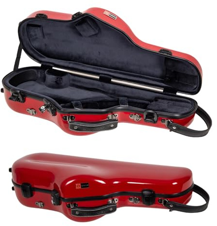 Crossrock CRF1020ASRD, Fiberglas-Tasche für Altsaxophon mit abnehmbaren Schulterriemen, Rot