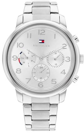 Tommy Hilfiger Multi Zifferblatt Quarz Uhr für Damen mit Silbernes Edelstahlarmband - 1782523
