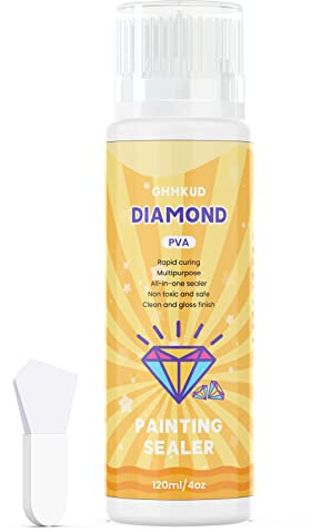 GHHKUD Diamond Painting Versiegelung 120ml - Diamand Painting Zubehör für Strahlend Glitzernde Bilder - Diamant Paintingi Kleber mit Schwammkopf, Schutz Versiegelung für Diamont Painting