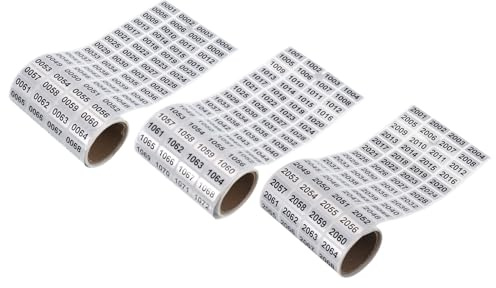 sourcing map Pegatinas de números consecutivos, 1 a 1000, 1001 a 2000, 2001 a 3000 números de etiquetas de inventario para numeración de almacén de oficina, total 3000 piezas
