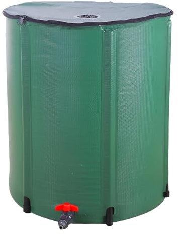 Barril recogedor de lluvia – Barril colector de agua de lluvia para jardín, prevención de desbordamiento, atrapador de lluvia, resistente a los rayos UV para el parque, cubo al aire libre, casa
