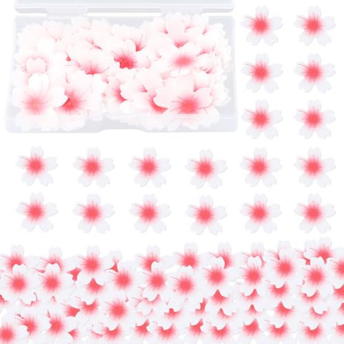 100 Pezzi Fiori di Ciliegio di Cake Decorazioni,Decorazioni Commestibili per Cupcake,Tropicali per Torte a Forma, di Carta di Wafer per Decorazione di Torte, per Festa di Compleanno, Matrimonio