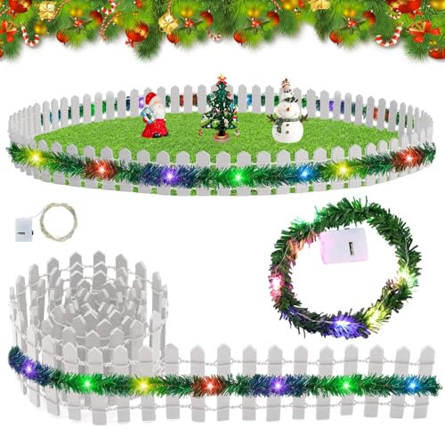 Accessoires de lutin de Noël - Lot de 3 clôtures décoratives miniatures - 5 x 90 cm - Mini clôture pour bricolage - Accessoires de porte de lutin miniature - Accessoires de maison de poupée - Fée -