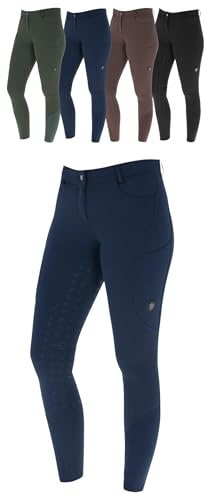 Covalliero - Damen Reithose Silikon Vollbesatz | Reitleggings mit 2 Handytaschen | atmungsaktive & elastische Reiterhose | für Herbst & Winter | Reitbekleidung in Dark Navy | Größe 42