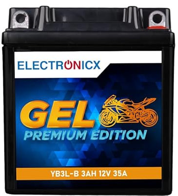 Electronicx GEL-Motorradbatterie YB3L-A YB3L-B – 12V 3Ah – Wartungsfrei, Hohe Startleistung, Auslaufsicher – Perfekt für Roller & Motorräder von Yamaha, Honda, Suzuki, Piaggio