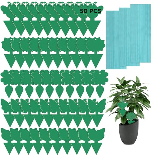 KIKISML Trampa de Moscas 50 Piezas, Trampa Atrapa Moscas Enchufable Adhesivo Verde de Doble Cara con lLazos Retorcidos Mata Trampas para Mosquitos de Hojas en Interiores y Exteriores, Verde