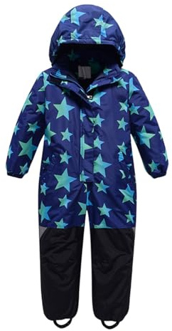 Generisch 2026 - Tuta da sci per bambini e ragazzi, termica, invernale, calda, da neve, antivento, con tuta rimovibile in softshell, Blu, 5-6 Anni