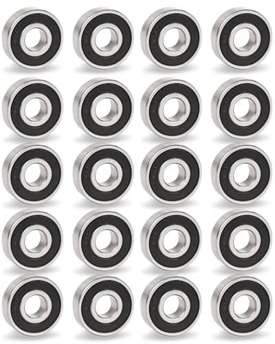 20 rodamientos de bolas para monopatín, 608RS, 8 x 22 x 7 mm, pequeños rodamientos sellados, bajo fricción ABEC 9, alta resistencia, alta velocidad, piezas de repuesto para patines de longboard