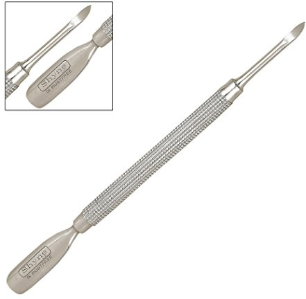 Cuticle Nail Pusher Spoon Manicure Nail Pusher Scraper Remover Stainless Steel (CUP & POINTED EDGE)