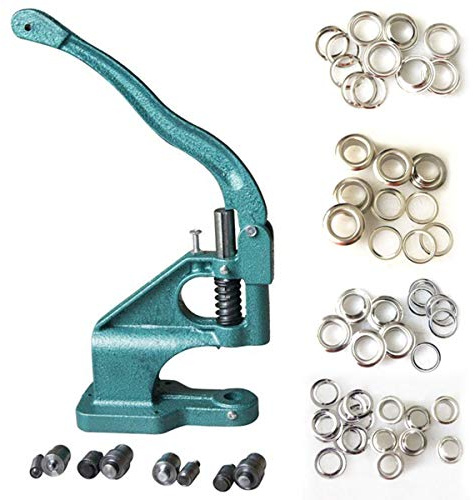 KATSU Tools Hand Press Grommet Machine Eyelet Punch Press W/Eyelets (Press Kit 4 Dies)