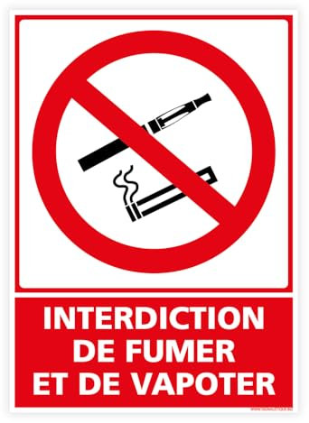 Panneau - Interdiction de Fumer et de Vapoter - Plastique Rigide PVC 1,5 mm - Dimensions 150 x 210 mm - Protection Anti-UV