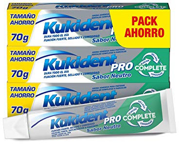 Kukident Pro Complete Crema Adesiva per Protesi Dentali, Neutro, Confezione da 3