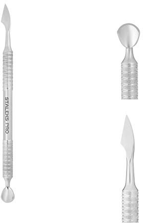 STALEKS PRO - Spingicuticole per Manicure e Pedicure (Pusher arrotondato Curvo + Coltello Remover) Expert 52 Type 2, PE-52/2