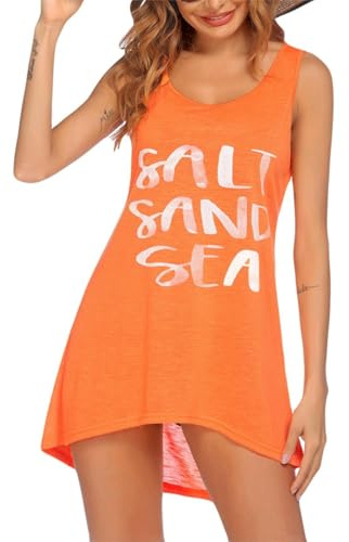 Ekouaer, Bikini para Mujer, Traje de baño de Verano, Camiseta para Cubrir la Playa, Vestido de Playa sin Mangas, Poncho de Playa, Vacaciones en la Playa