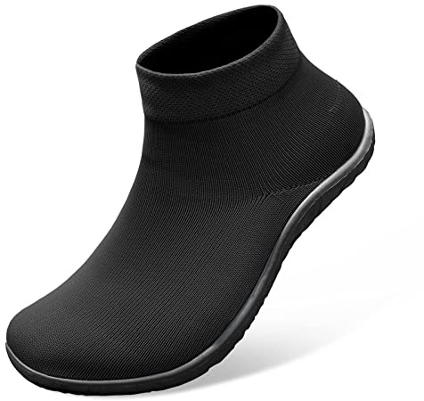 SKASO Sock Shoes Minimalist Barefoot Shoes for Men Women Slip on Lightweight Comfortable for Gym Swimming Running Black Women Size 11.5-12.5