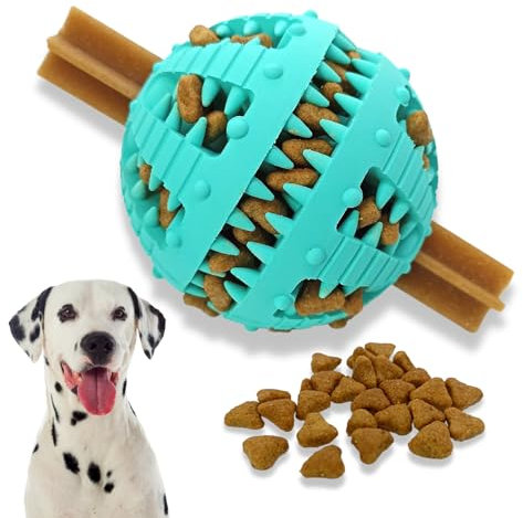 PawsOnly | Hundespielzeug | Leckerli Ball für Hunde | Intelligenzspielzeug | Snackball Hund | Hundebeschäftigung | Futterball Naturkautschuk | Welpenspielzeug | Zahnputzball (Groß 8 cm, Blau)