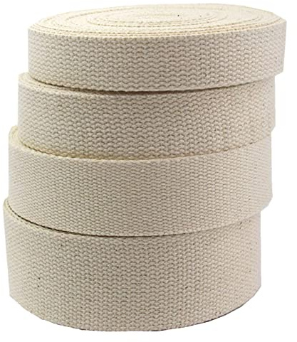 Vävband, bomullsduk för väskremmar, klädsel sadelgjord ryggsäck ryggsäckar bagage lastremmar, 10 yard/parti, BEIgE, 20MM