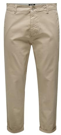 ONLY & SONS Herren Onskent Cropped Chino 0022 Pant Noos Hose, Chinchilla, 32W / 34L EU