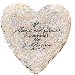 GiftsForYouNow Engraved Always and Forever in Our Hearts Memorial Garden Stone, Heart Shaped 8.5 by 8.5