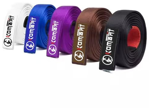 KOMBAT USA Adult BJJ Belts | Premium Jiu Jitsu Belt with Sleeve Bar for Ranking Stripes | Various Sizes | Durable (Black, A1)