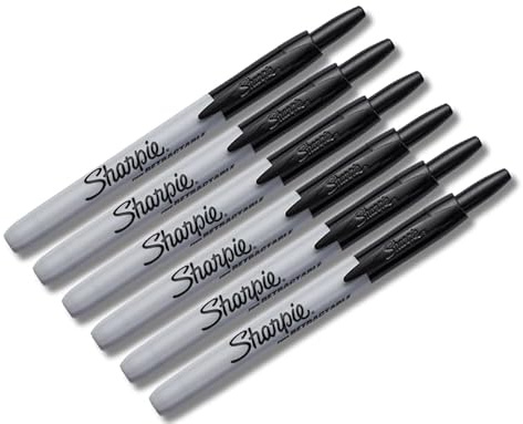 SHARPIE Pennarelli permanenti retrattili, punta fine, neri, 6 pezzi