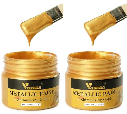 VGSEBA Peinture acrylique métallisée, peinture feuille d’or, peinture artisanale acrylique 250ml pour les Arts, bois, Pierre, verre