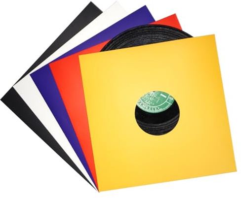 sdroceRyaM 10 custodie per dischi in vinile da 30,5 cm, con foro, 5 colori, copertine per album in vinile con fori, antistatiche e colorate