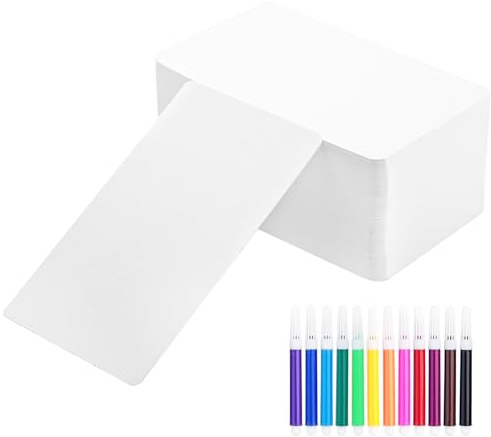 Lot de 200 cartes vierges Kraft avec 12 crayons aquarelles de couleur, pour bricolage, école et bureau