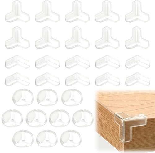 30 stycken transparent kantskydd, 3 former gummibordshörnskydd, mjukt hörnskydd, bordskantskydd för familjen hårt hörnskydd, självhäftande hörnskydd för olika möbler