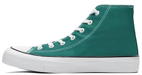 Dammode träningsskor hög topp kanvasskor för kvinnor män klassiska snörning Plimsoll pumps sneakers vardagliga tennis promenadskor, gRÖN, 38 EU